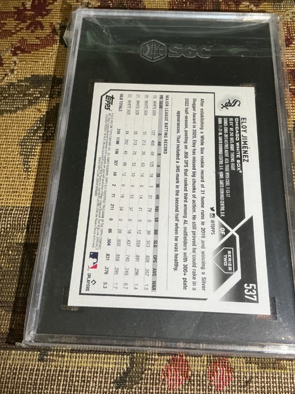 #537 Eloy Jimenez 2023 Topps MLB graded rookie card SGC 10